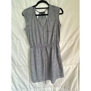 BeBop Black White Geometric Print Sleeveless Drawstring Waist Romper Jumpsuit M